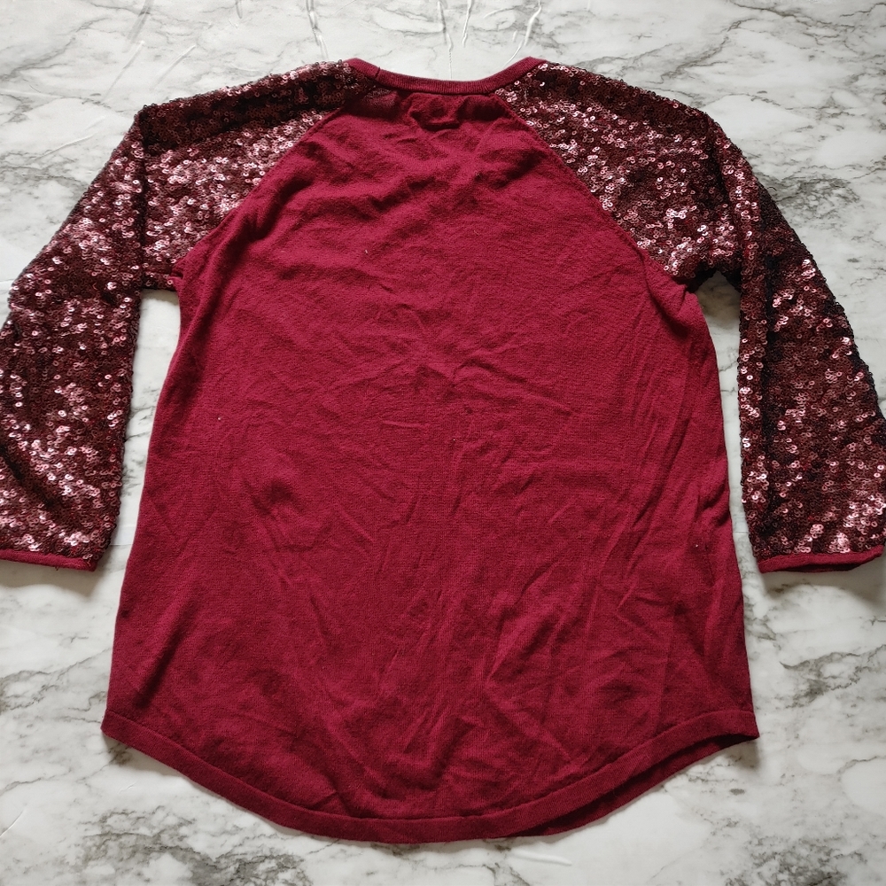 Tommy Bahama Red sweater sequin raglan sleeves xs